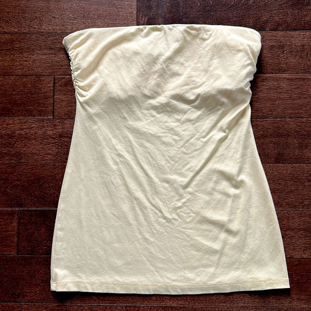 Arden B Y2K Strapless Tube Top Light Lemon Yellow Medium